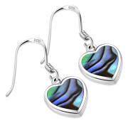 Abalone Shell Heart Silver Earrings, e314